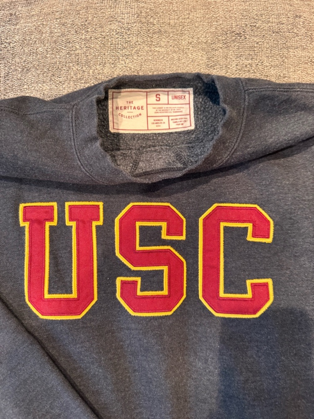 USC Heritage Collection Crewneck Sweatshirt - Dark Gray with Red & Gold Appliqué